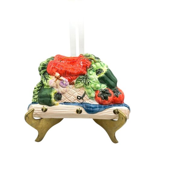 Vintage Ceramic 3D Vegetable Wall Hanging 3 Hooks Key Holder - Picture 3 of 5